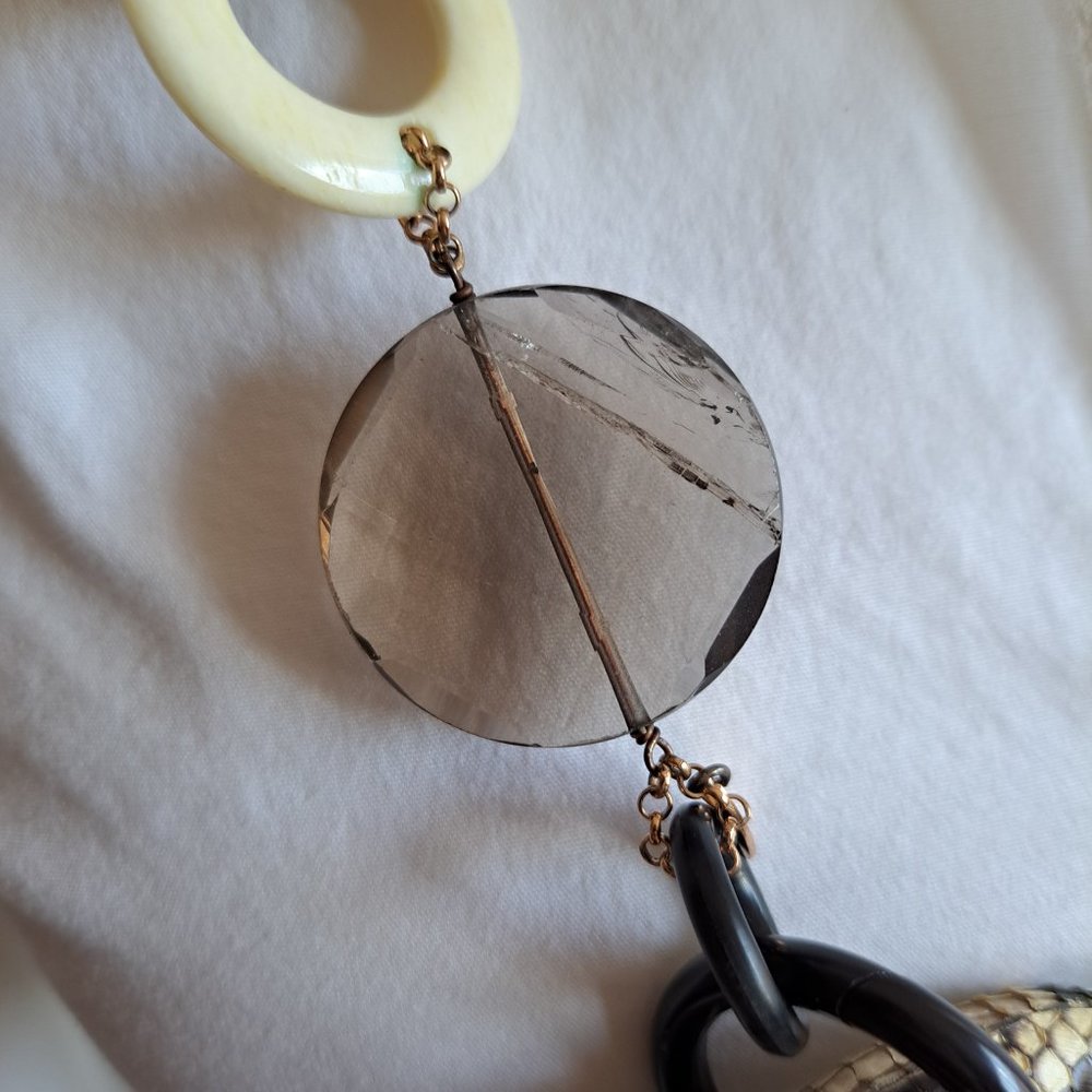 AMLE Italian Python Snakeskin Long Chain Horn Necklace - Picture 15 of 16